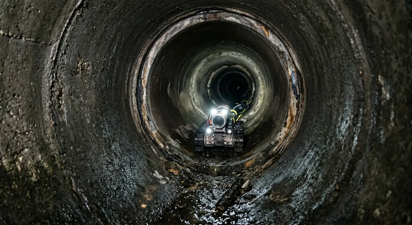 Robotic sewer camera inspecting pipe interior for Sewer Line Repair in Peachtree City